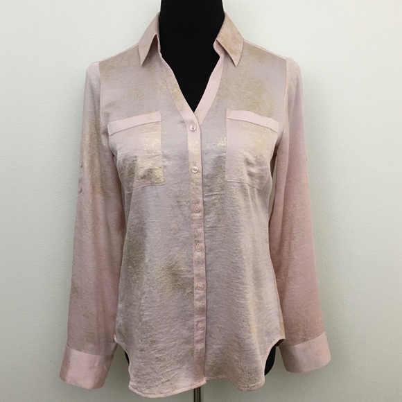 Express Tops - Express | Blush & Gold V-Neck Blouse